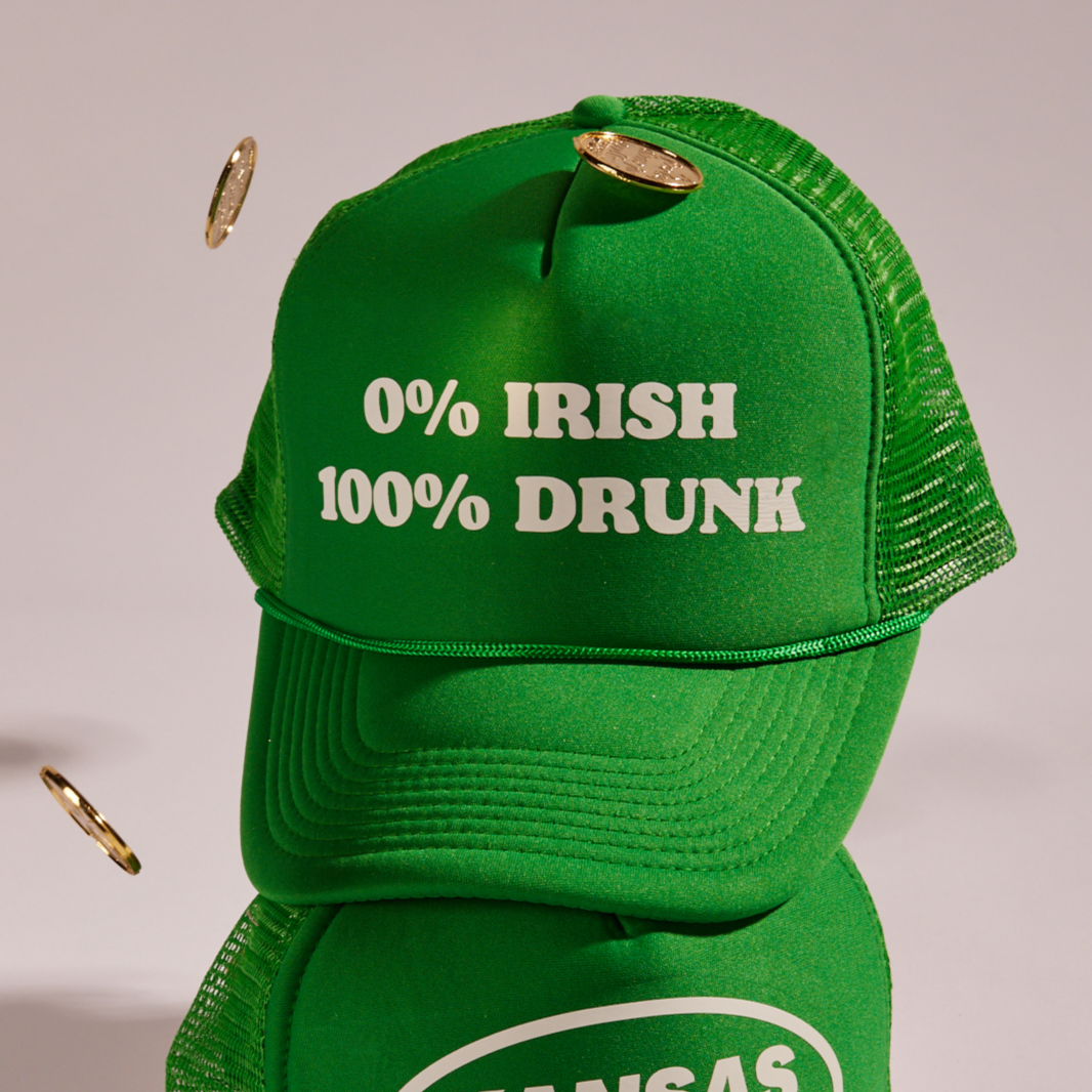 0% Irish 100% Drunk Trucker Hat